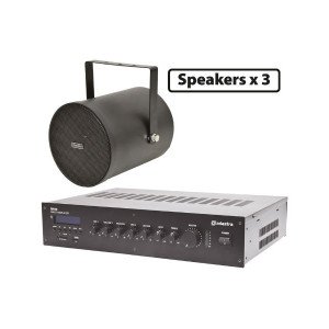 Adastra 3*WSP25B+RM60 Πακέτο Background Music με 3 Ηχεία 100V και Μίκτη-Ενισχυτή 60W Μαύρο (Σετ)