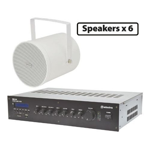 Adastra 6*WSP25W+RM120D Πακέτο Background Music με 6 Ηχεία 100V και Μίκτη-Ενισχυτή 120W Λευκό (Σετ)