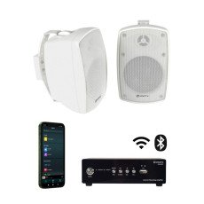 Adastra 2*BH4+S260-WIFI Πακέτο με 2 Αδιάβροχα Ηχεία 4'' και Ενισχυτή με Wi-Fi Λευκό (Σετ)