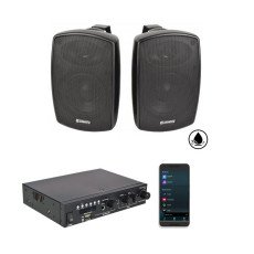 Adastra 2*BH4+A200 Πακέτο με 2 Αδιάβροχα Ηχεία 4'' και Ενισχυτή με Bluetooth Μαύρο (Σετ)