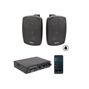 Adastra 2*BH4+A200 Πακέτο με 2 Αδιάβροχα Ηχεία 4'' και Ενισχυτή με Bluetooth Μαύρο (Σετ)