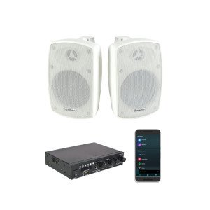 Adastra 2*BH4+A200 Πακέτο με 2 Αδιάβροχα Ηχεία 4'' και Ενισχυτή με Bluetooth Λευκό (Σετ)