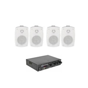 Adastra Smart Pack Outdoor4 Πακέτο με Στερεοφωνικό Ενισχυτή A200 και 4 Επιτοίχια Ηχεία BH3-W Λευκά (Σετ)