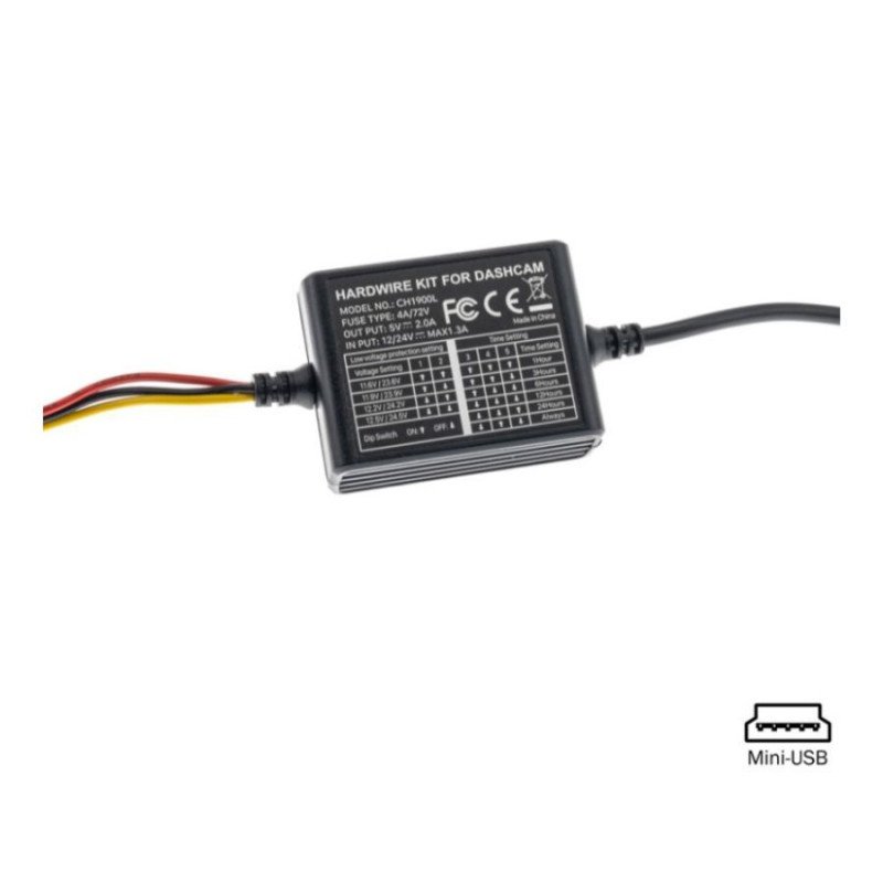 Ampire ACC2 Τροφοδοτικό για DASH CAM με MINI-USB (καθυστέρηση απενεργοποίησης) (Τεμάχιο)