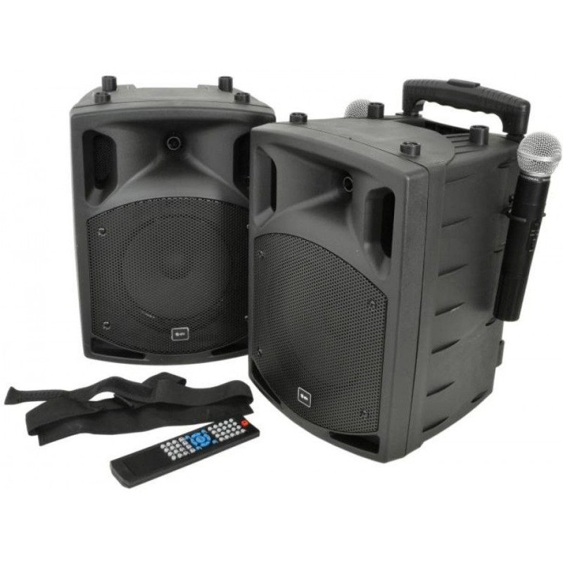 Qtx PAV8-UHF Φορητό Σετ Ηχείων PA με μικρόφωνα UHF, Bluetooth &amp; DVD 8" 100W RMS (Σετ)