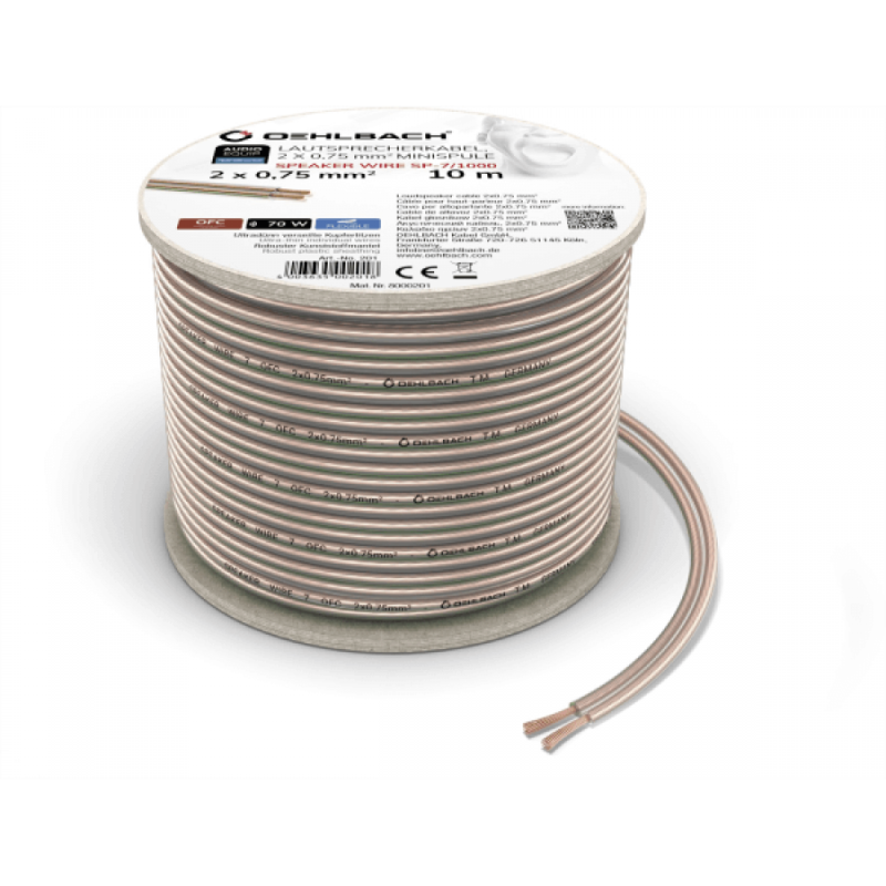 Oehlbach Speaker Wire SP-7 Καλώδιο Ηχείων 2 x 0,75 mm² 10m Διάφανο (Τεμάχιο)