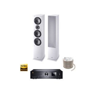 Πακέτο Stereo Hi-Fi με Ενισχυτή Magnat MC 400, Ηχεία HECO Victa Elite 702 White και Καλώδιο Oehlbach