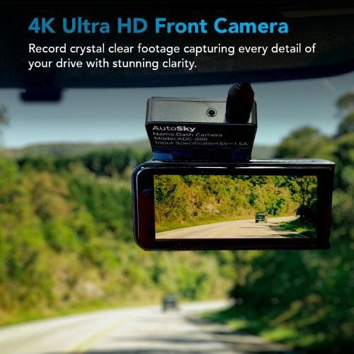 AutoSky ADC-888 4K Dash/Rear Κάμερα Αυτοκινήτου WiFi & GPS