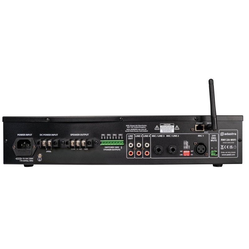 Adastra RM120-WIFI Ενισχυτής-Μίκτης 100V 5 Καναλιών με WiFi 120W RMS