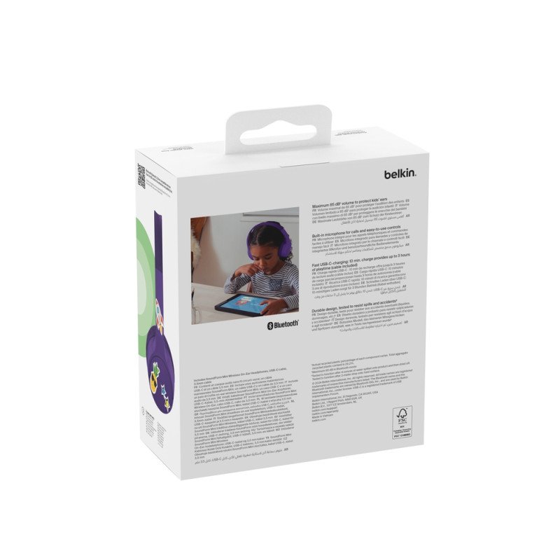 BELKIN AUD002hqPUV3 SOUNDFORM KIDS HEADPHONES USB-C,  PURPLE