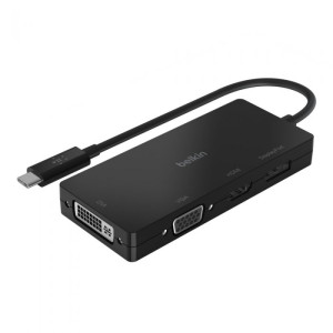 BELKIN AVC003BTBK ADAPTER,  USB-C TO HDMI,  VGA,  DVI,  DISPLAYPORT,  BLK