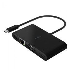 BELKIN AVC004BTBK ADAPTER,  USB-C TO GBE,  HDMI,  VGA,  USB-A, 100W PD, BLK