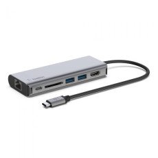 BELKIN AVC008btSGY MULTIPORT ADAPTER,  USB-C 6-IN-1