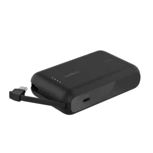 BELKIN BPB021hqBK BOOSTCHARGE POWER BANK 10K, 20W PD with integrated USB-C Cable, Black BELKIN BPB021hqBK BOOSTCHARGE POWER BANK 10K, 20W PD with integrated USB-C Cable, Black