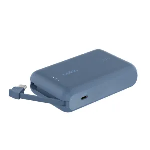 BELKIN BPB021hqBL BOOSTCHARGE POWER BANK 10K, 20W PD with integrated USB-C Cable, Blue BELKIN BPB021hqBL BOOSTCHARGE POWER BANK 10K, 20W PD with integrated USB-C Cable, Blue