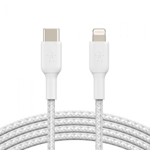 BELKIN CAA004bt2MWH Lightning to USB-C Cable_Braided,  2M,  White