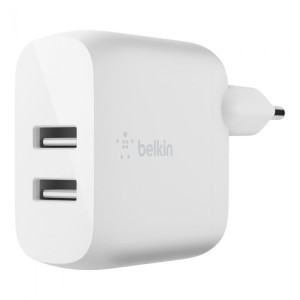 BELKIN WCE001vf1MWH Dual USB-A Wall Charger with 1M PVC A-C,  24W,  WHT