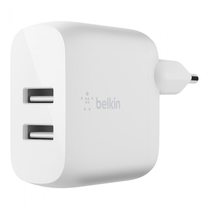 BELKIN WCE001vf1MWH Dual USB-A Wall Charger with 1M PVC A-C,  24W,  WHT