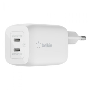 BELKIN WCH013vf2MWH-B6 65W DUAL USB-C GAN WALL CHGR, W/PVC 5A, C-C, 2M WH BELKIN WCH013vf2MWH-B6 65W DUAL USB-C GAN WALL CHGR, W/PVC 5A, C-C, 2M WH
