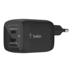 BELKIN WCH013vfBK 65W DUAL USB-C GAN WALL CHARGER WITH PPS, Black BELKIN WCH013vfBK 65W DUAL USB-C GAN WALL CHARGER WITH PPS, Black