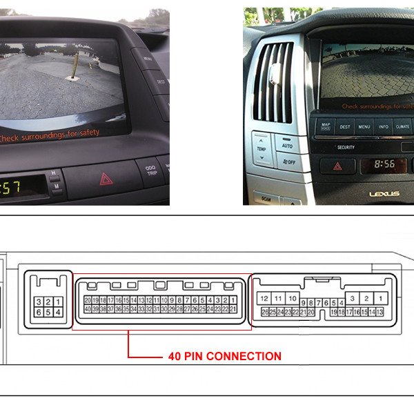AFTERMARKET 27.225 Προσθήκη κάμερας σε OEM Toyota Prius/ Lexus RX MFD GEN5 multi-display 40 pin connector