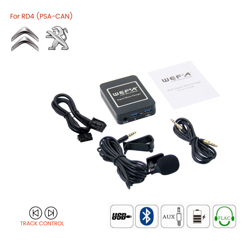 WEFA WF.606.RD4 Interface Aux/Usb/Usb Charger/Bluetooth για εργοστασιακές πηγές Citroen / Peugeot RD4