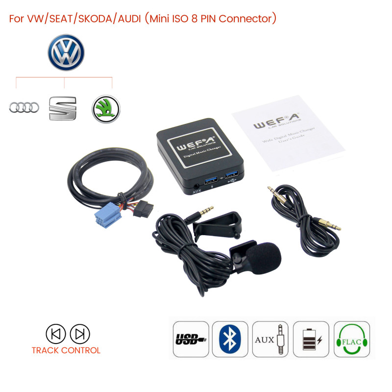 WEFA WF.606.VW8 Interface Aux/Usb/Usb Charger/Bluetooth για εργοστασιακές πηγές Group Vag 8pin
