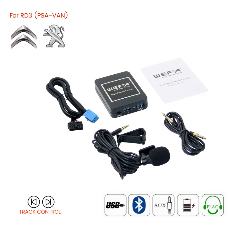 WEFA WF.606.RD3 Interface Aux/Usb/Usb Charger/Bluetooth για εργοστασιακές πηγές Citroen / Peugeot RD3