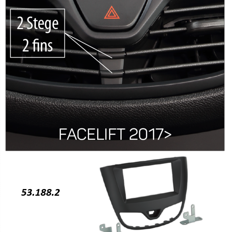 ACV 53.188.2 Πρόσοψη 2din Opel Karl 2017-2019 (Μαύρη)